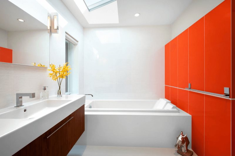 Salle de bain de style moderne sans carrelage