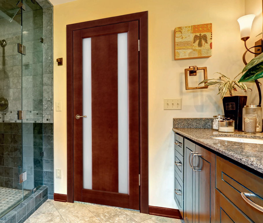 Frosted glass inserts in the kitchen door