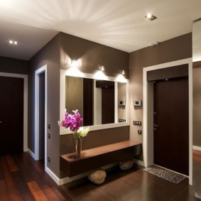 wallpaper for the corridor with dark doors interior ideas