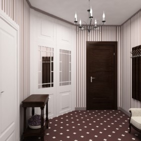 wallpaper for the corridor with dark doors design ideas