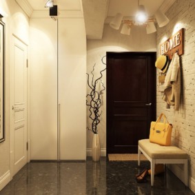 wallpaper under a brick in the hallway ideas photo