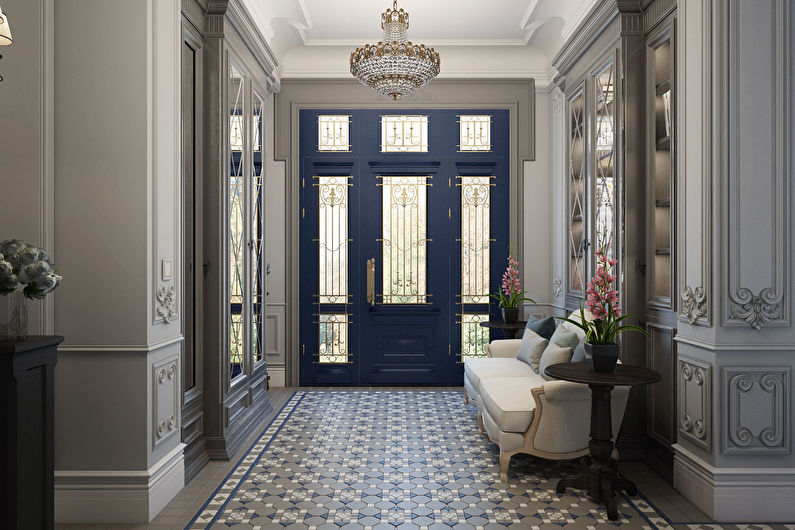 hallway in a classic style decor