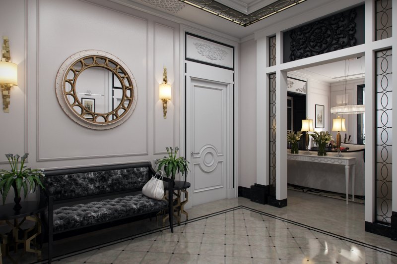 classic style hallway dark furniture