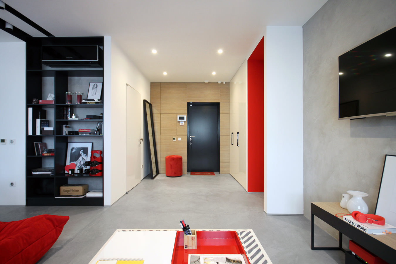 modern style entrance hall with stretch ceiling