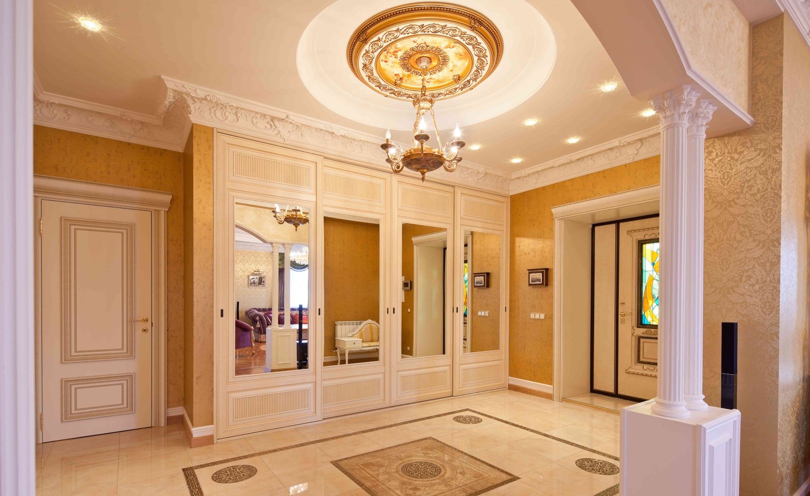 entrance hall in modern style in beige tones