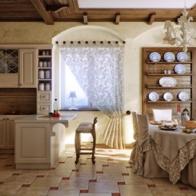 tende per la cucina nello stile del design fotografico provenzale