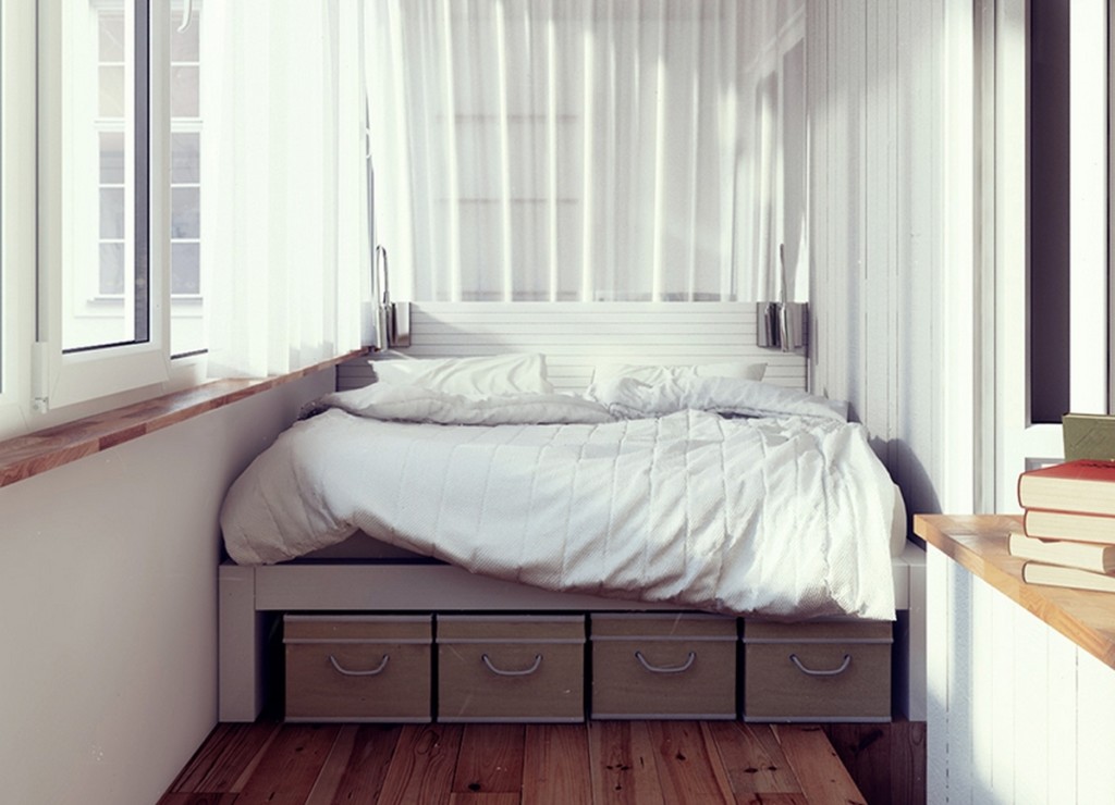 Boxes for storing things under the bed on the loggia