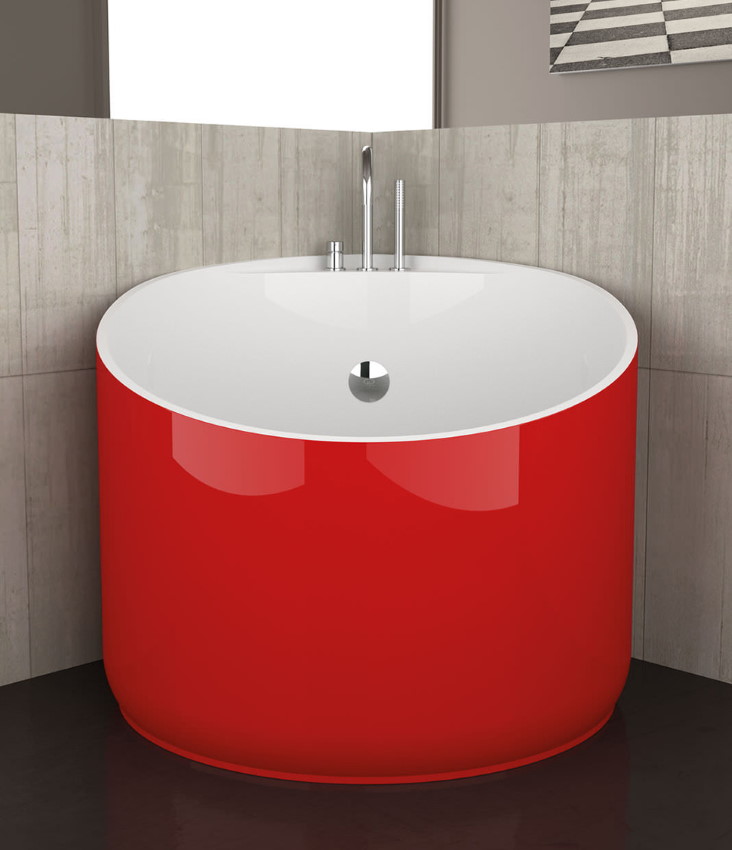 Round acrylic red bathtub