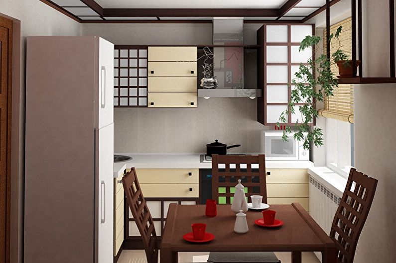 Cuisine japonaise dans une maison préfabriquée