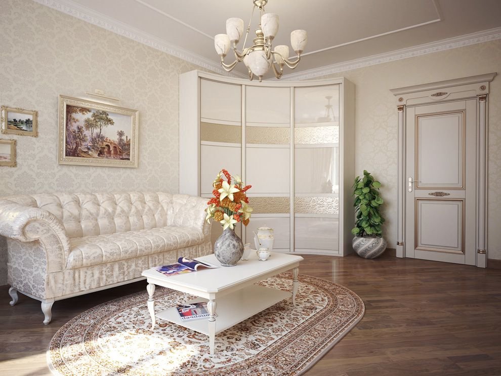 armoire blanche dans le salon