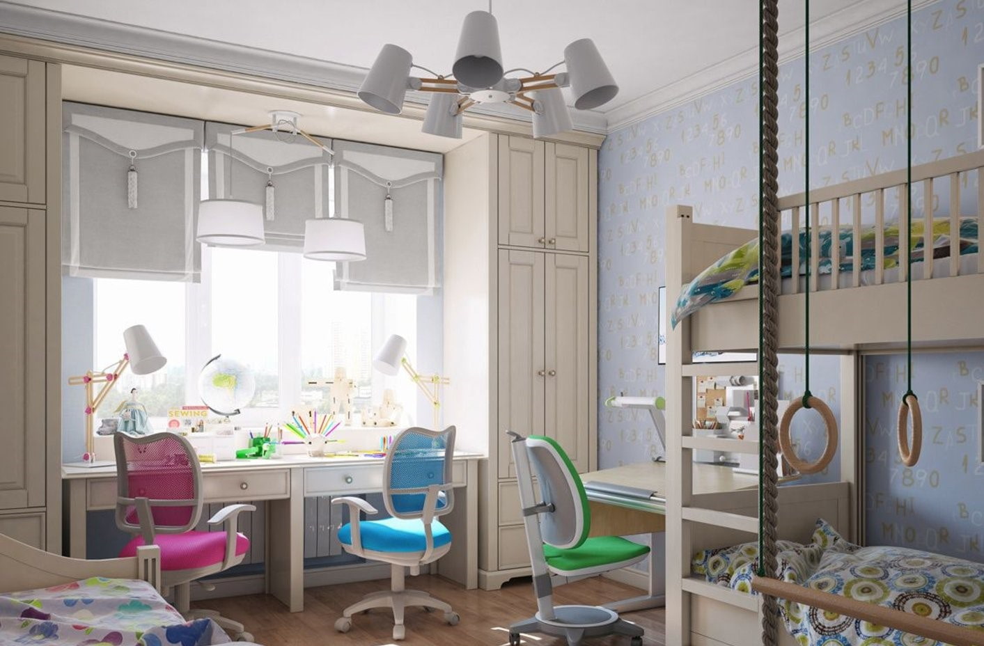 chambre d'enfants pour trois idées de design pour enfants