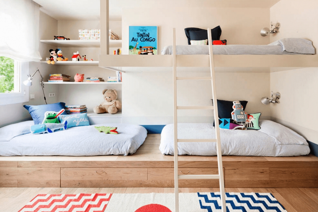 chambre d'enfants pour trois options enfants