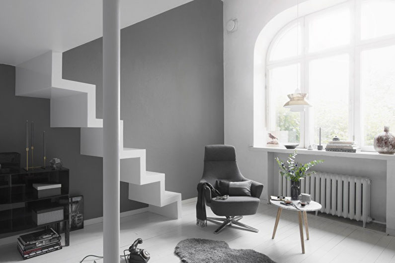 salon design dans les tons gris 17 m2