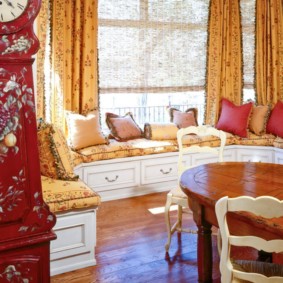 Bay window in country style living room