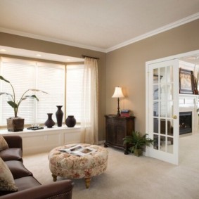 White swing doors in the living room