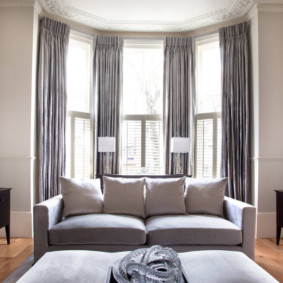 Tall bay window in living room