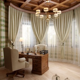 Wooden ceiling in apartment bay window