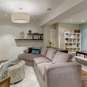 Beam on the ceiling of the living room in a private house