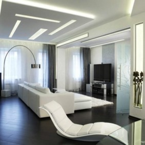 White furniture on a dark floor