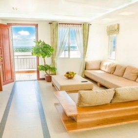 Recreation area in the living room of a country house