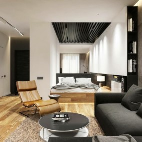 Living room interior in white and black colors