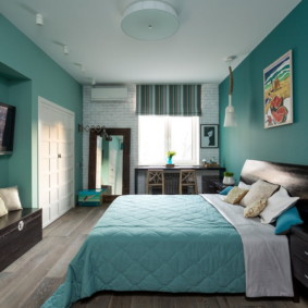 Couleur turquoise dans le design de la chambre