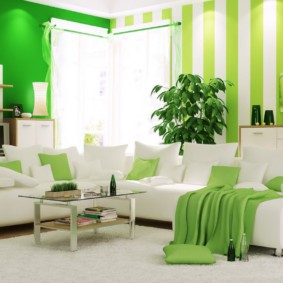 salon au décor photo vert