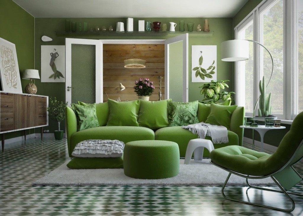 salon à décor vert