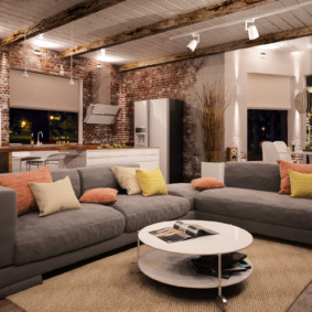 Décor de salon de style loft