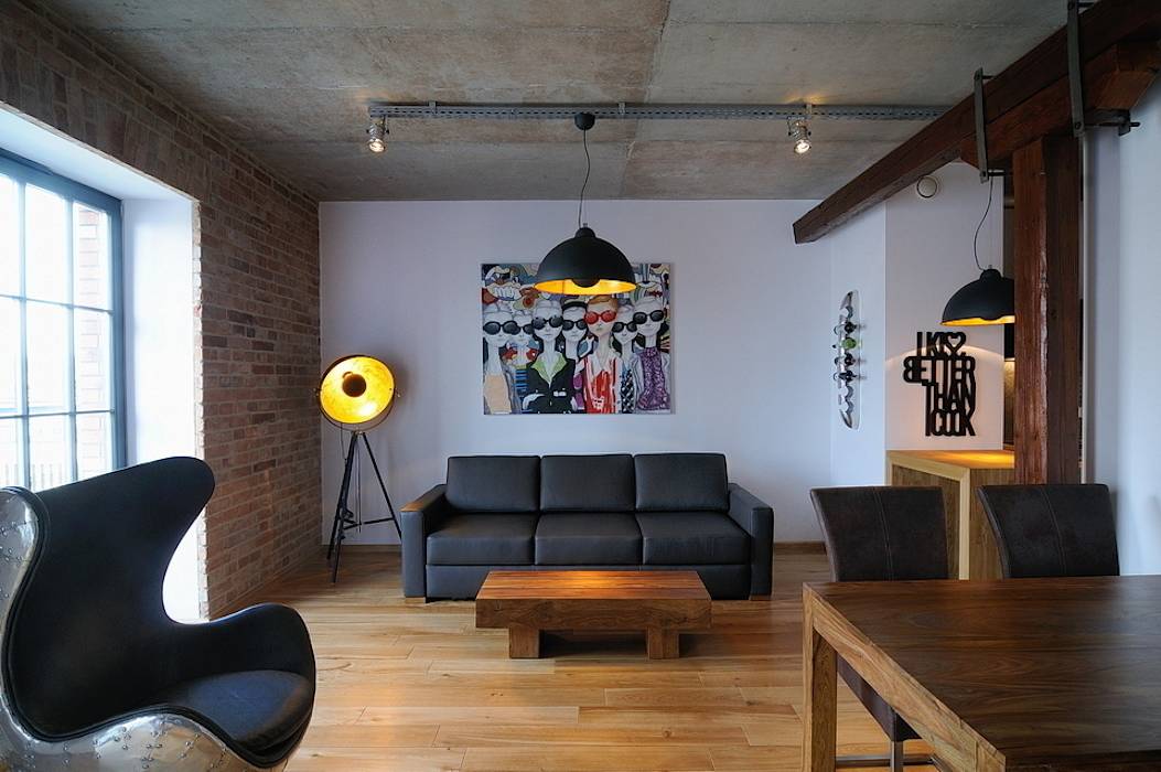 Décor de salon de style loft