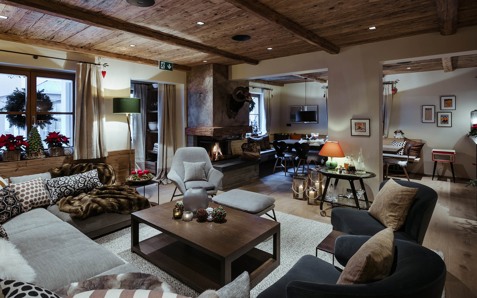 Photo de conception de salon de style chalet