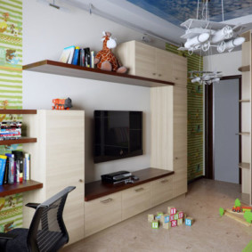 studio apartment for a family with a child design photo