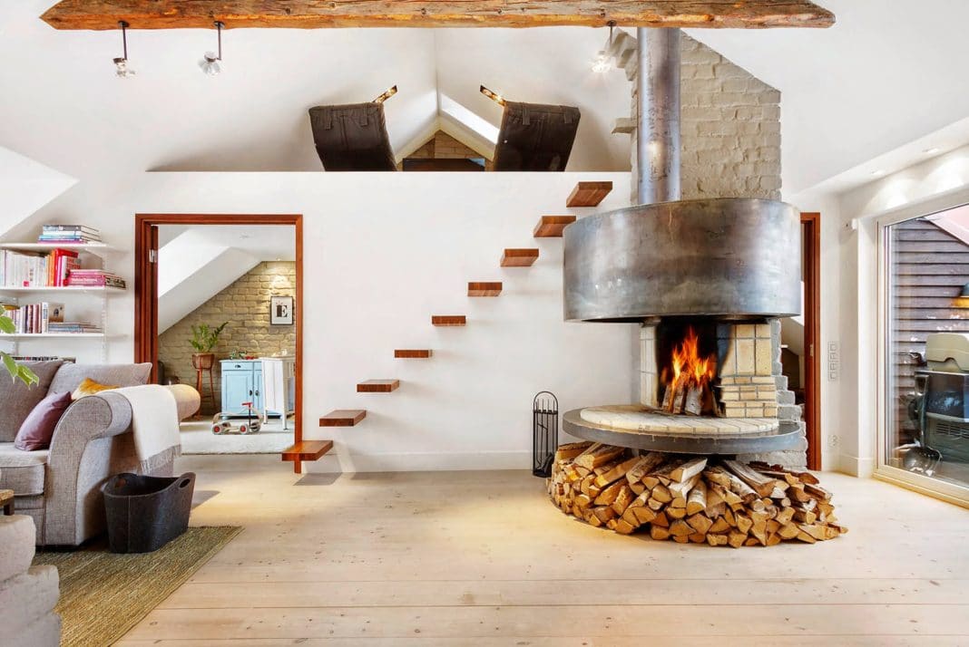 camino in stile loft