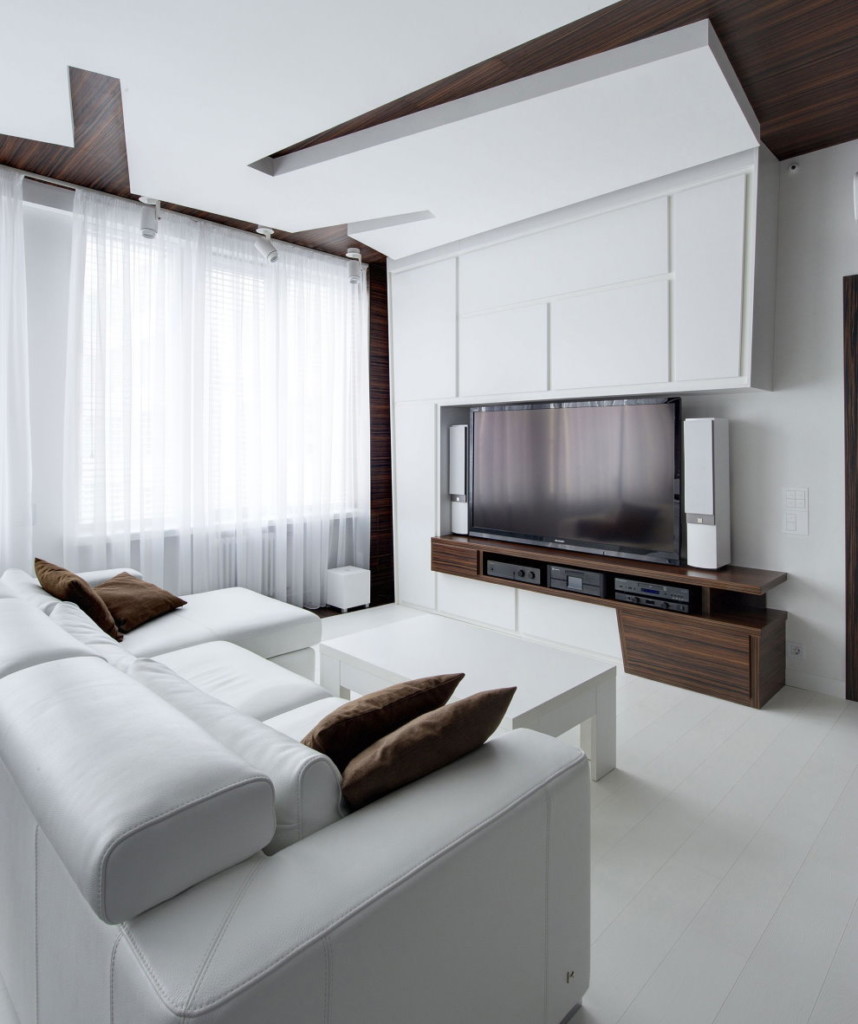 Minimalist multi-level ceiling in the living room