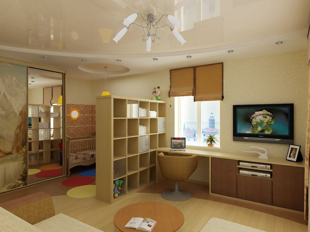 studio apartment for a family with a child design ideas