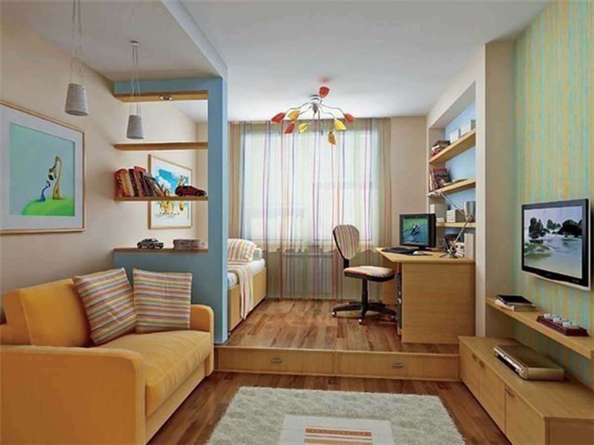 studio apartment for a family with a child photo design