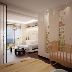 studio apartment for a family with a child decor photo