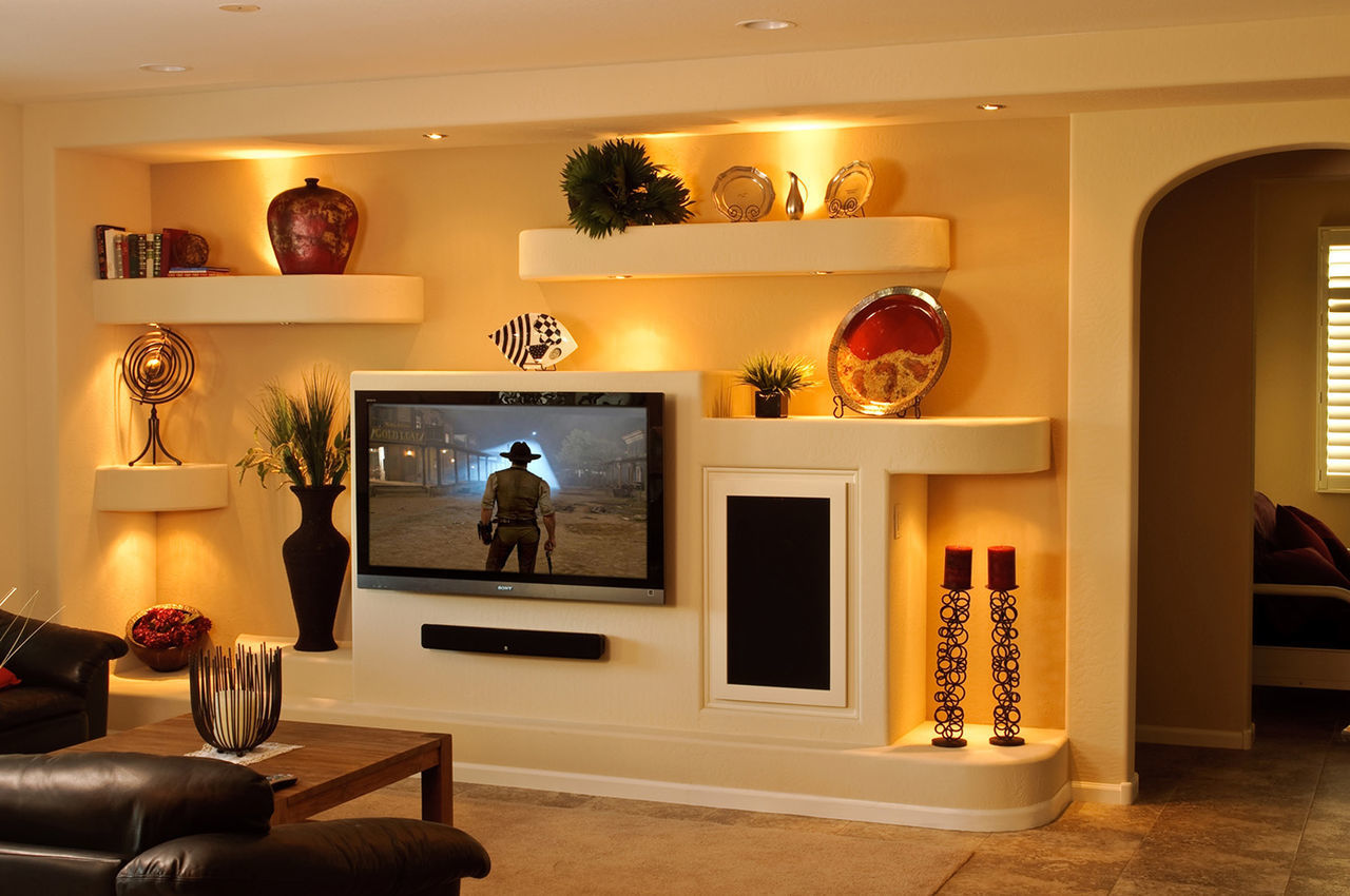 wall under the TV in the living room drywall