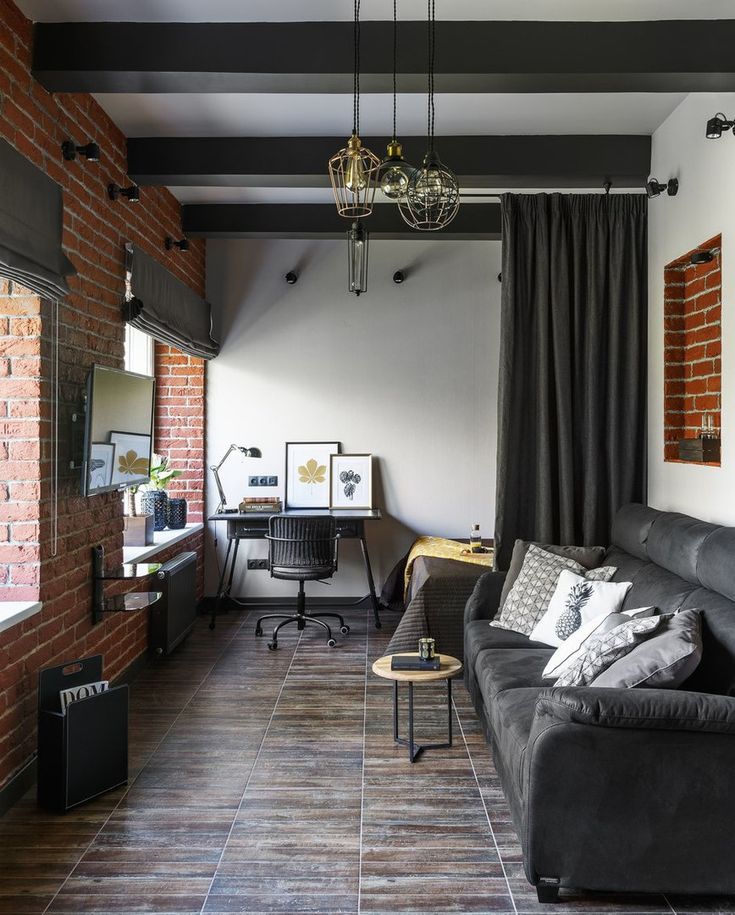 narrow living room loft photo