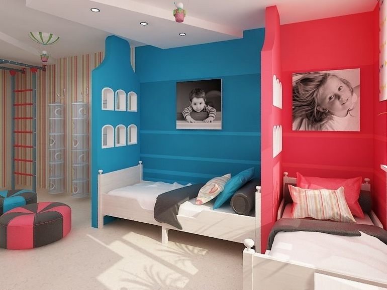 Een kamer kleuren voor heteroseksuele kinderen