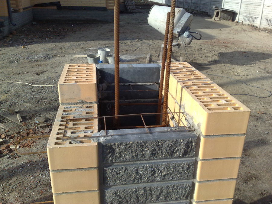 Reinforcement inside a brick pillar