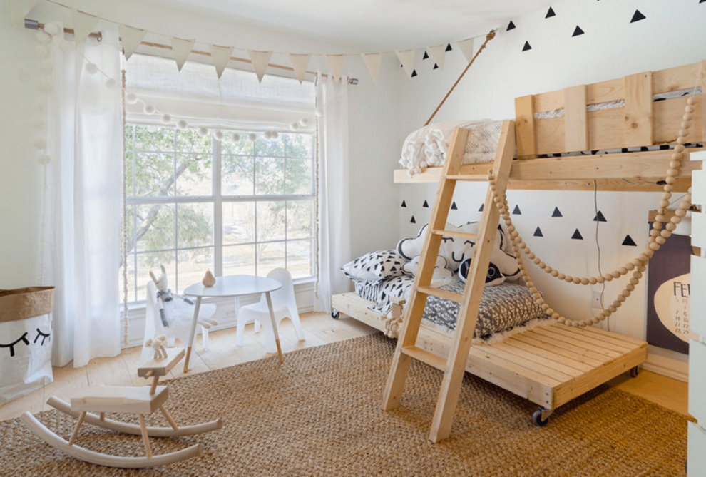 White walls of a children's room in a country house