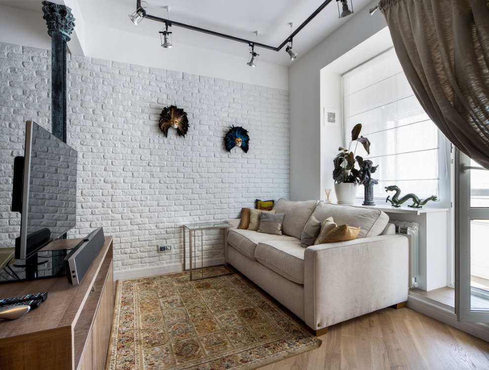 Intérieur de la chambre blanche de style loft