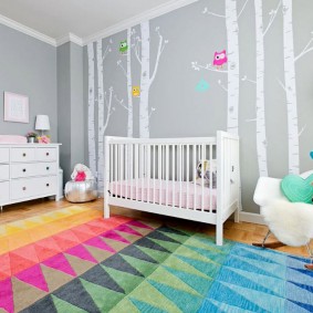 Bright carpet on the floor of the children's room