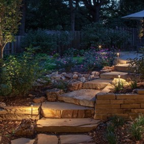 Garden staircase made of stone slabs