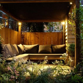 Terrace lighting with comfortable sofa