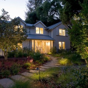 Lighting plot with a two-story house