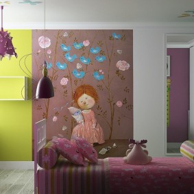 An example of combined wall decoration in a nursery