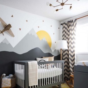 Shades of gray in the interior of the nursery