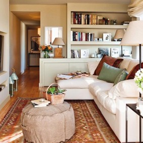 Fleur d'intérieur sur un pouf dans le salon